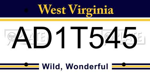 AD1T545 West Virginia License Plate