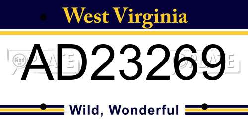 AD23269 West Virginia License Plate