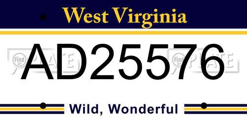 AD25576 West Virginia License Plate