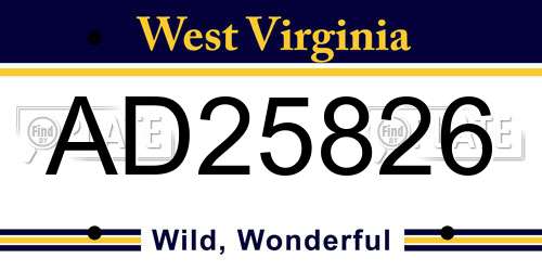 AD25826 West Virginia License Plate