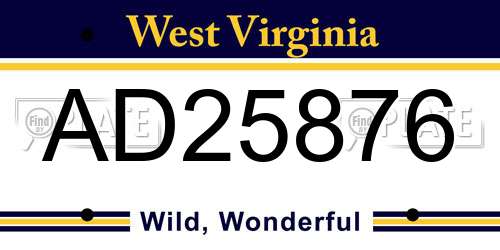 AD25876 West Virginia License Plate