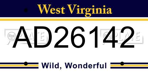 AD26142 West Virginia License Plate