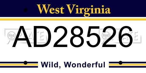 AD28526 West Virginia License Plate