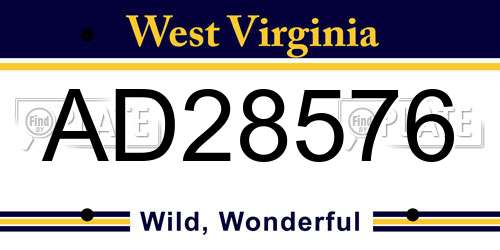 AD28576 West Virginia License Plate