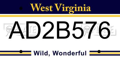 AD2B576 West Virginia License Plate