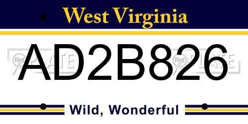 AD2B826 West Virginia License Plate