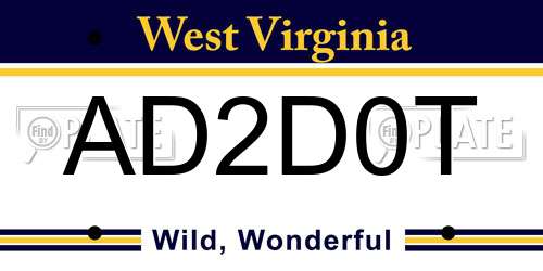 AD2D0T West Virginia License Plate