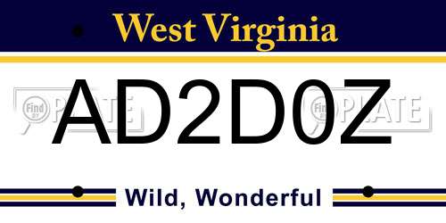 AD2D0Z West Virginia License Plate