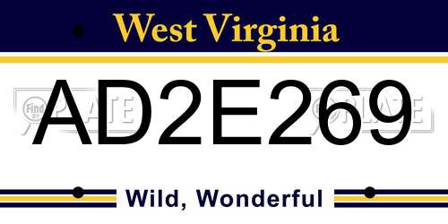 AD2E269 West Virginia License Plate