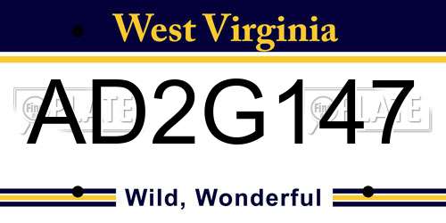 AD2G147 West Virginia License Plate