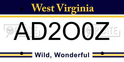 AD2O0Z West Virginia License Plate