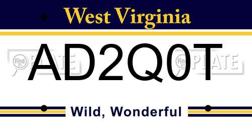 AD2Q0T West Virginia License Plate