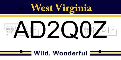 AD2Q0Z West Virginia License Plate