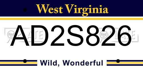 AD2S826 West Virginia License Plate