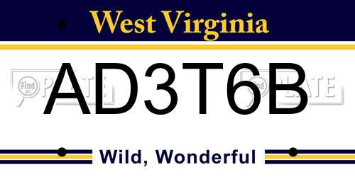 AD3T6B West Virginia License Plate