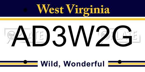 AD3W2G West Virginia License Plate