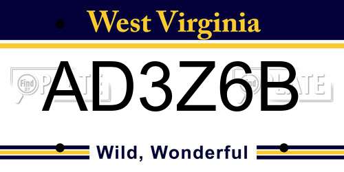 AD3Z6B West Virginia License Plate