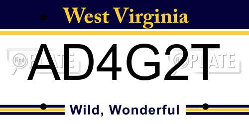 AD4G2T West Virginia License Plate