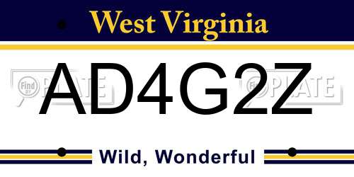 AD4G2Z West Virginia License Plate