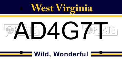 AD4G7T West Virginia License Plate