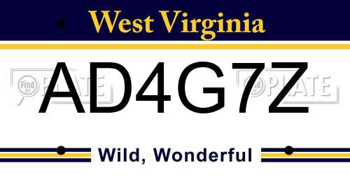 AD4G7Z West Virginia License Plate