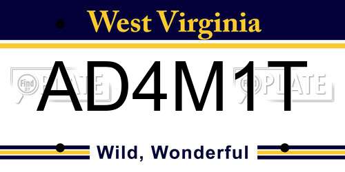 AD4M1T West Virginia License Plate