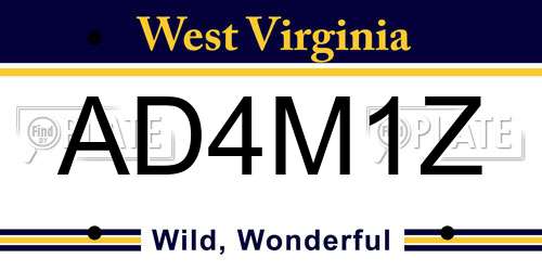 AD4M1Z West Virginia License Plate