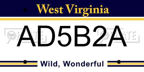 AD5B2A West Virginia License Plate