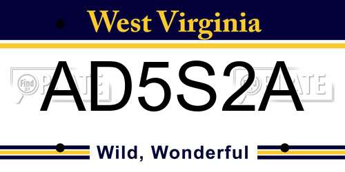 AD5S2A West Virginia License Plate