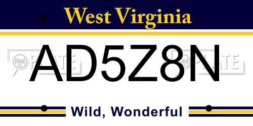 AD5Z8N West Virginia License Plate