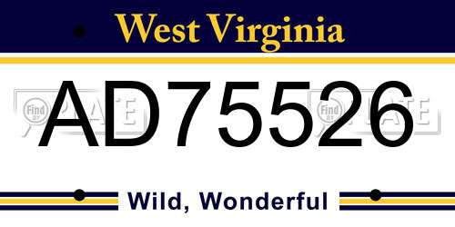 AD75526 West Virginia License Plate