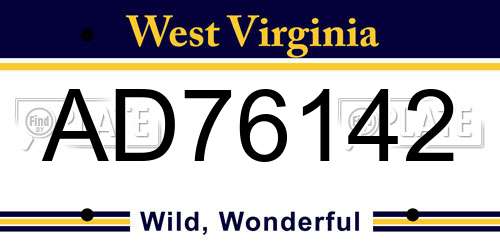 AD76142 West Virginia License Plate