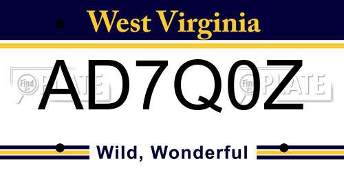 AD7Q0Z West Virginia License Plate