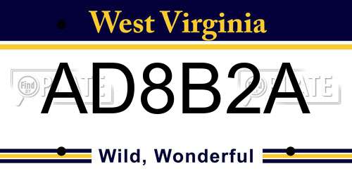AD8B2A West Virginia License Plate