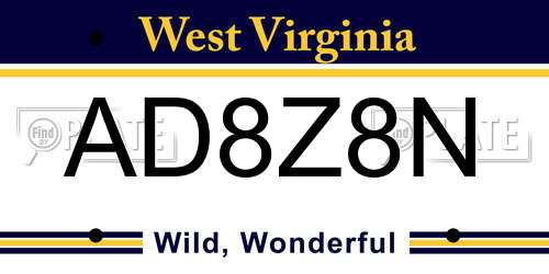 AD8Z8N West Virginia License Plate