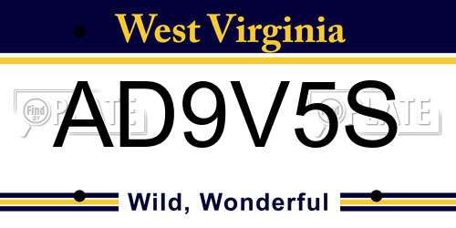AD9V5S West Virginia License Plate