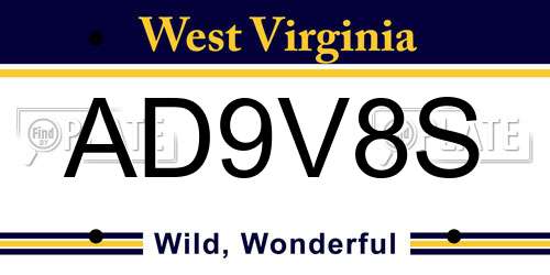 AD9V8S West Virginia License Plate