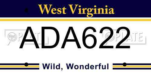 ADA622 West Virginia License Plate