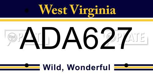 ADA627 West Virginia License Plate