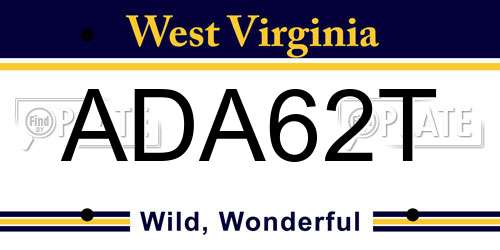 ADA62T West Virginia License Plate