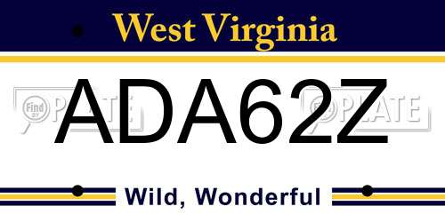 ADA62Z West Virginia License Plate