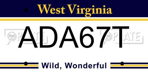 ADA67T West Virginia License Plate