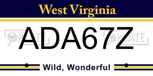 ADA67Z West Virginia License Plate