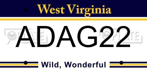 ADAG22 West Virginia License Plate