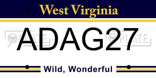 ADAG27 West Virginia License Plate