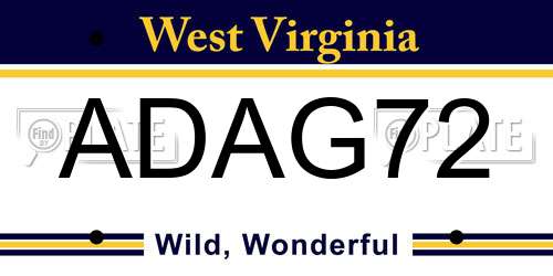 ADAG72 West Virginia License Plate