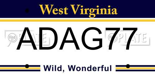 ADAG77 West Virginia License Plate