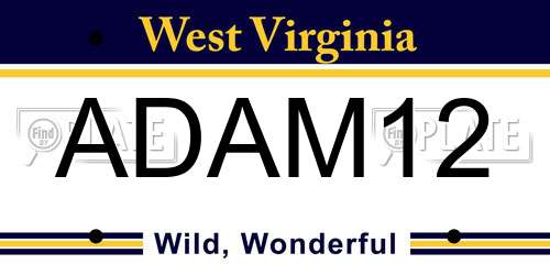 ADAM12 West Virginia License Plate