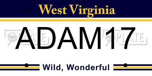 ADAM17 West Virginia License Plate