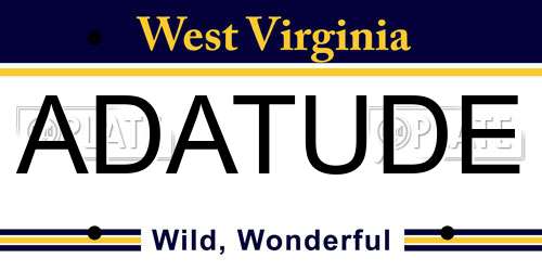 ADATUDE West Virginia License Plate